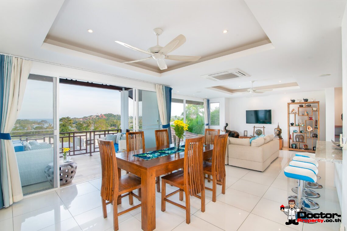 3 Bedroom Private Pool Villa with Sea View in Choeng Mon, Koh Samui – For Sale